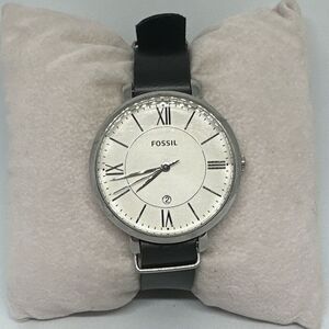 Fossil Jacqueline ES3433 Women's Black Leather Analog Dial Quartz Watch HME371